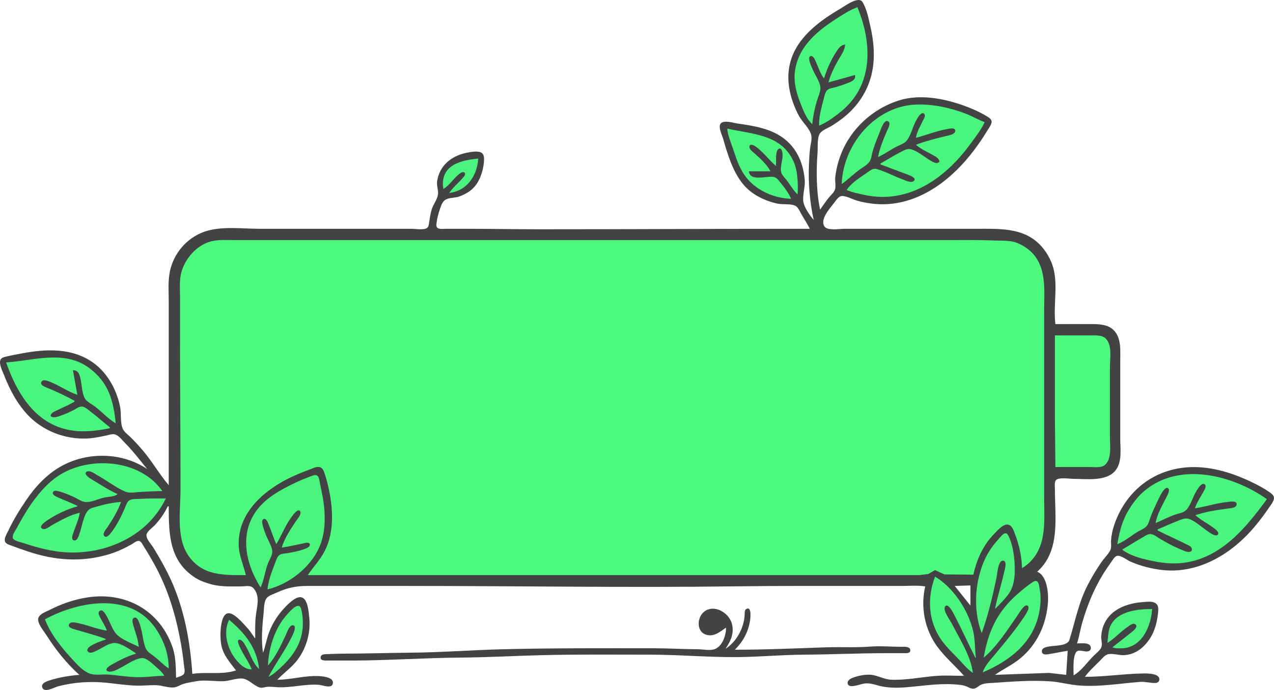 Full battery sprouting green leaves